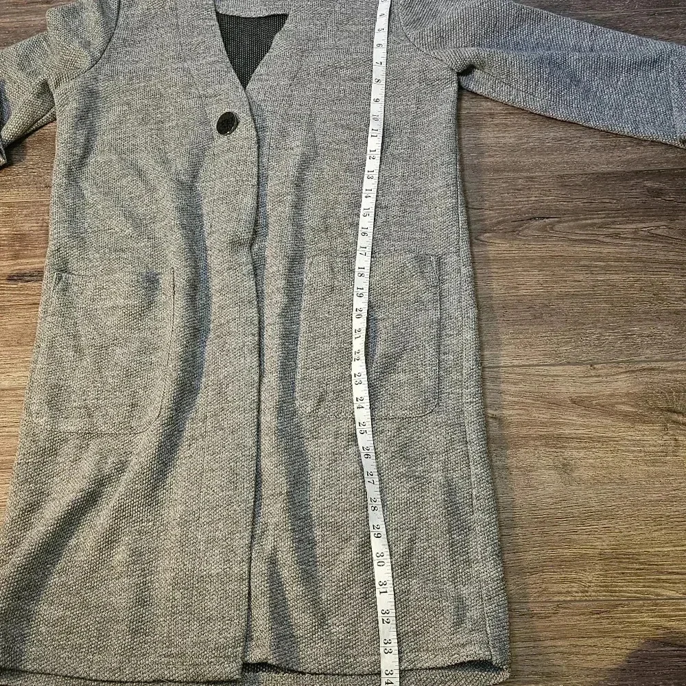 Arnaldo Bassini Longline Grey Cardigan,Classic SZ 90(S/M) Pockets